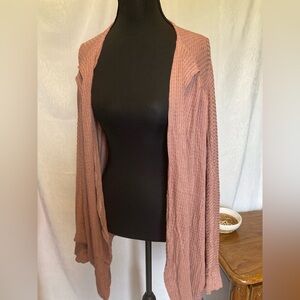Gemstone Medium Mauve Bat Wing Pullover Waffle Knit Cardigan